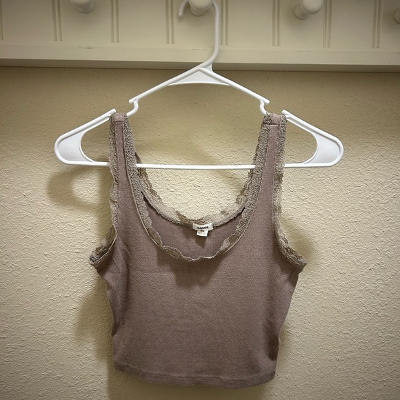 Garage Tan Lace Trim Tank Top - Picture 1 of 3